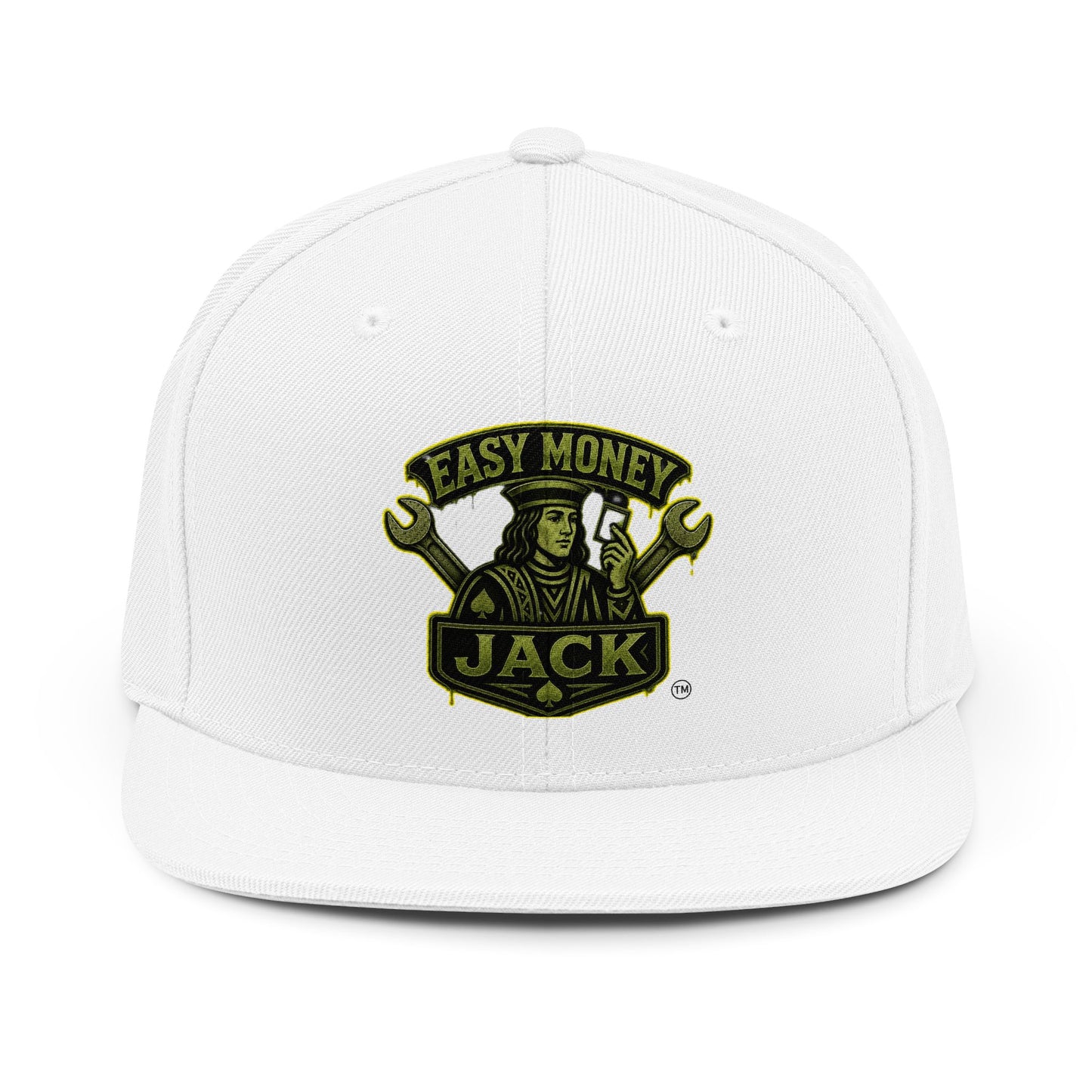 Easy Money Jack logo Snapback Hat | Mechanic Wrench Emblem