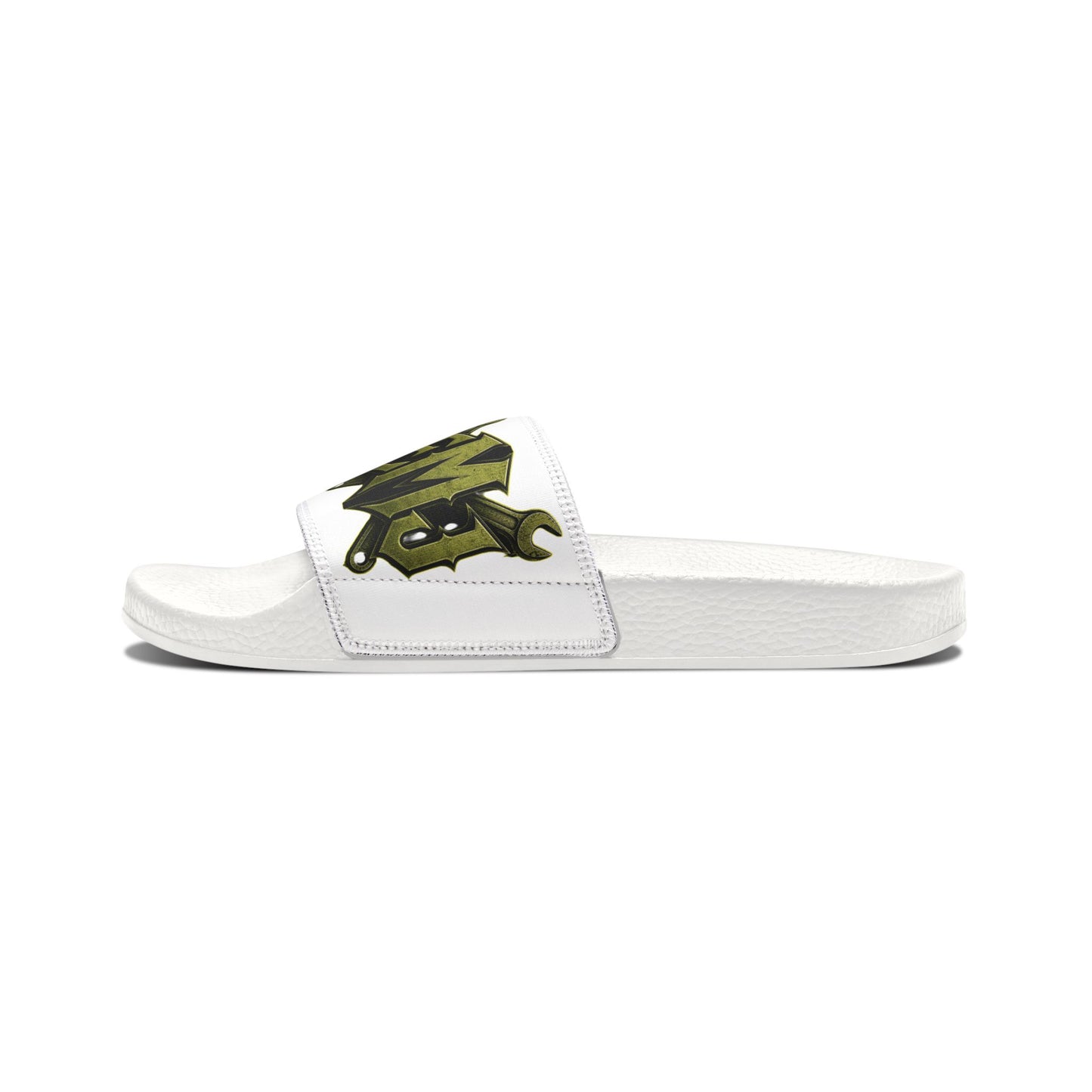Men's Slide Sandals with Removable Strap — Vintage Military Crest Design