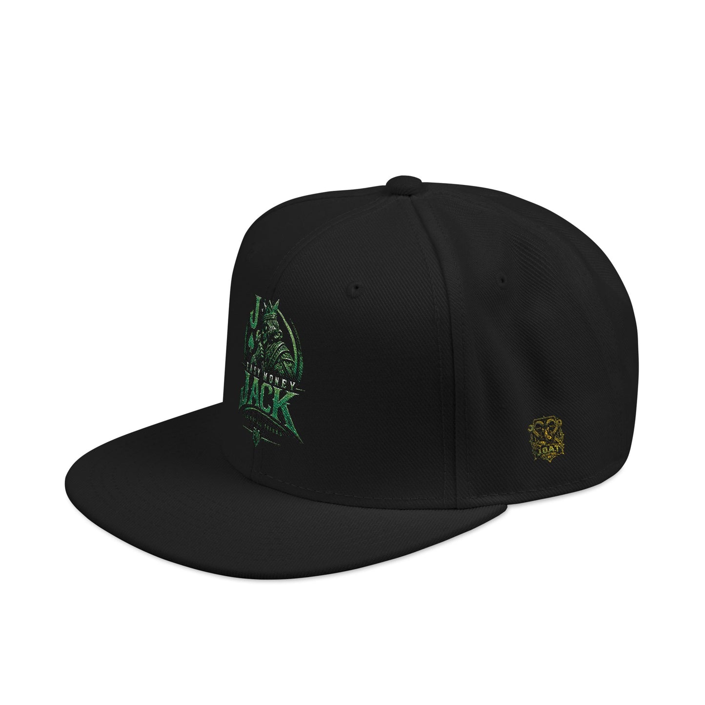 Snapback Hat — Embroidered Green Mosaic Skull Patch