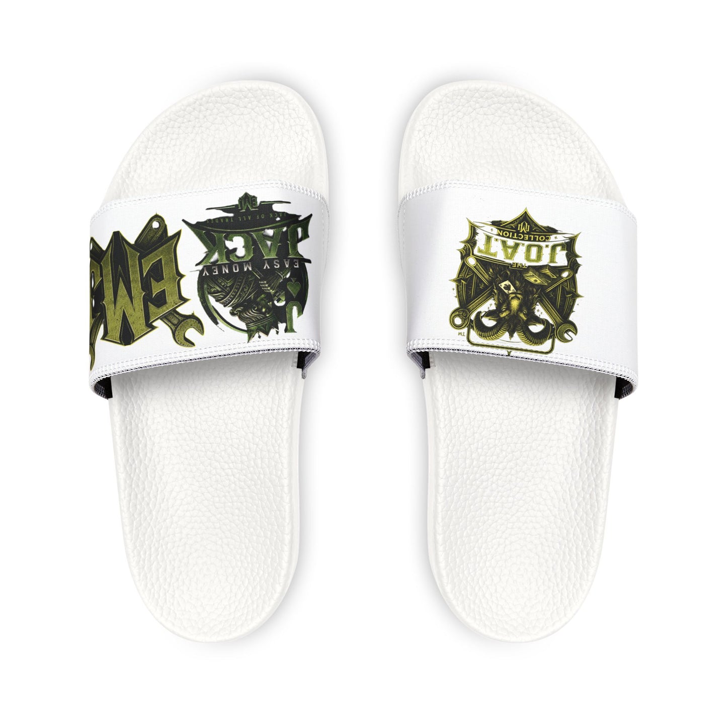 Men's Slide Sandals with Removable Strap — Vintage Military Crest Design