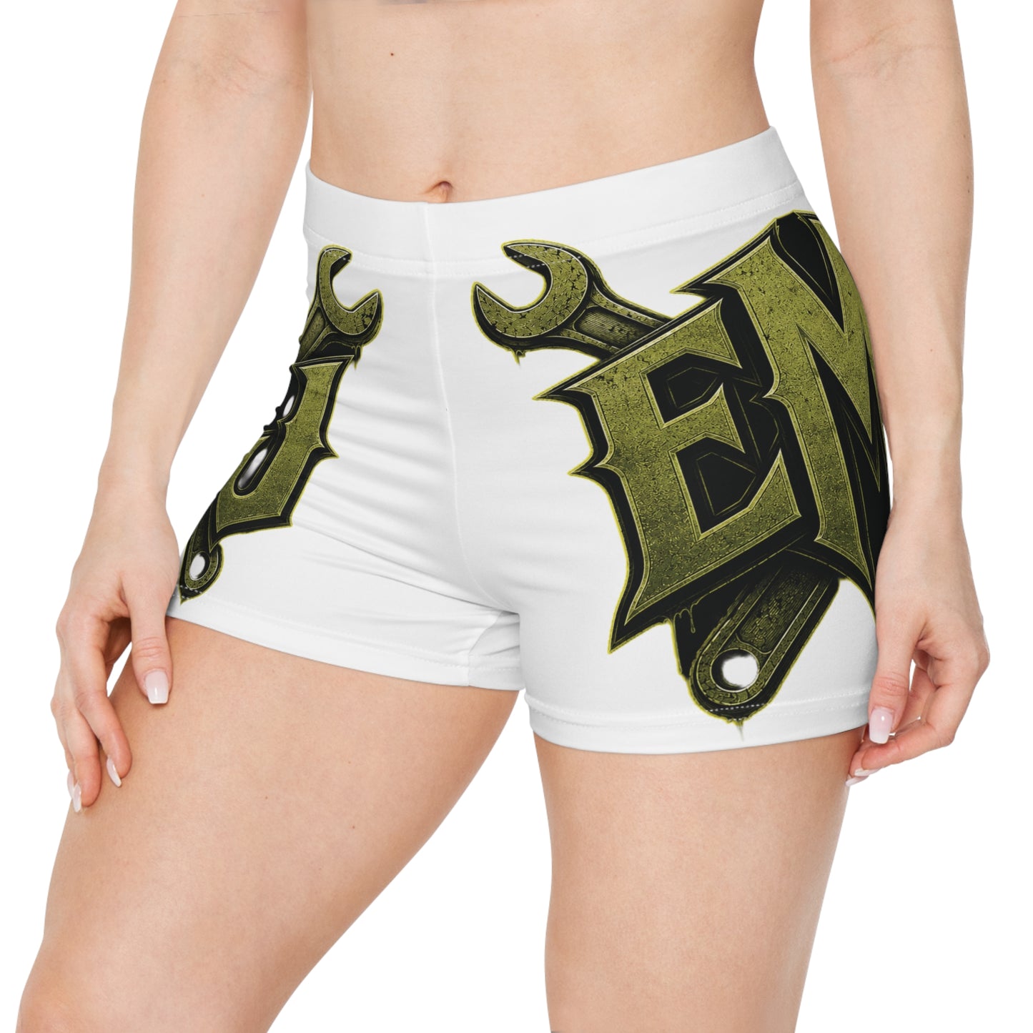 Mechanic Wrench Graphic Women's Shorts — Vintage Tool Logo Activewear