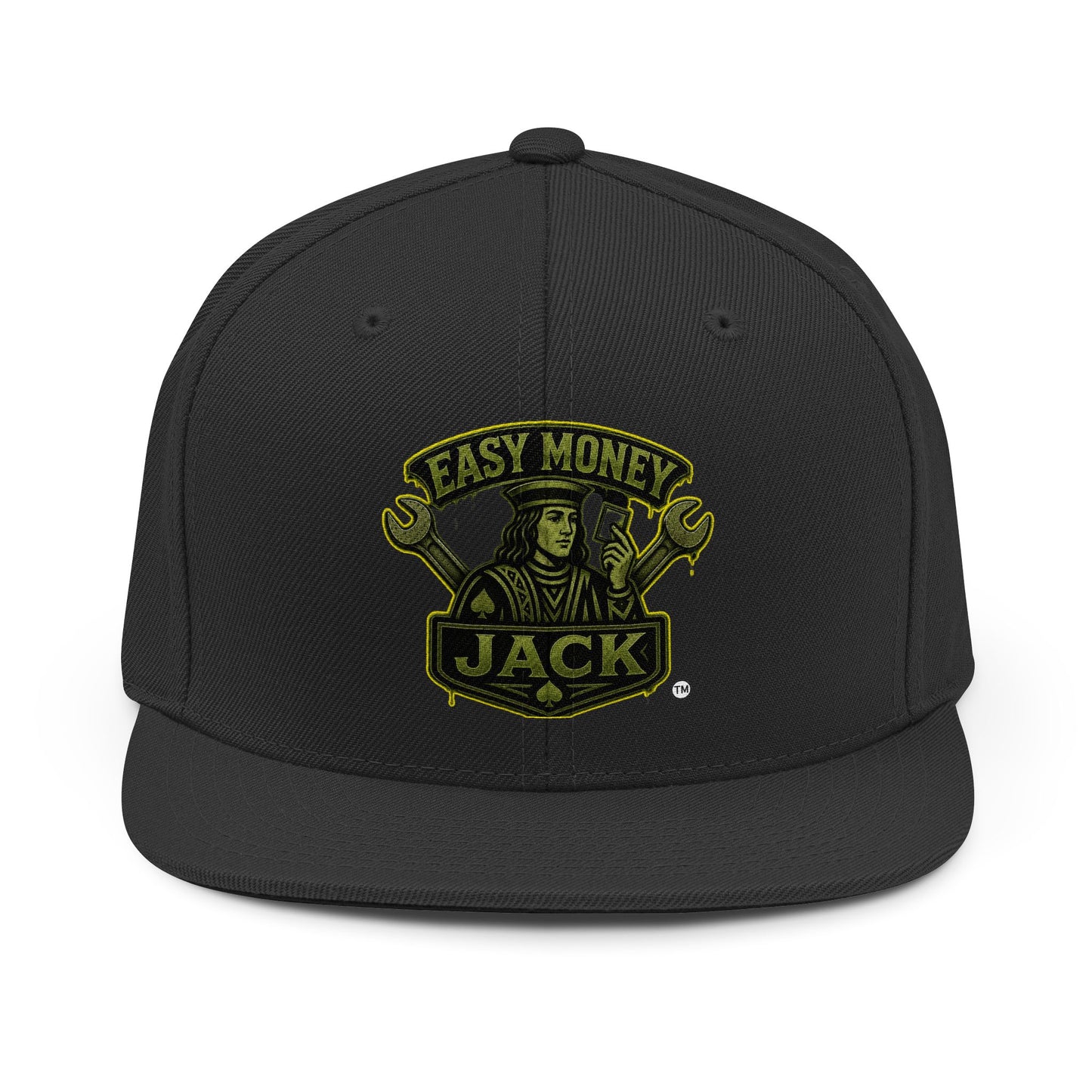 Easy Money Jack logo Snapback Hat | Mechanic Wrench Emblem
