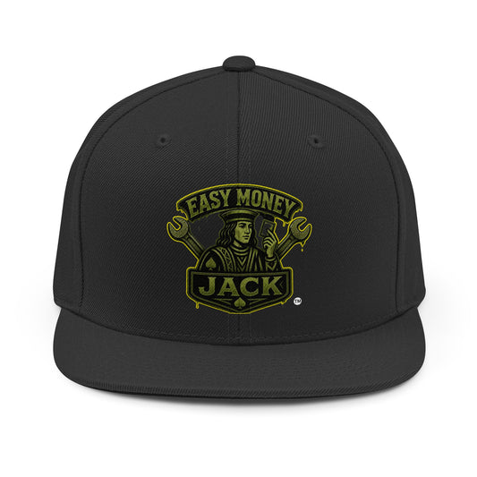 Easy Money Jack logo Snapback Hat | Mechanic Wrench Emblem