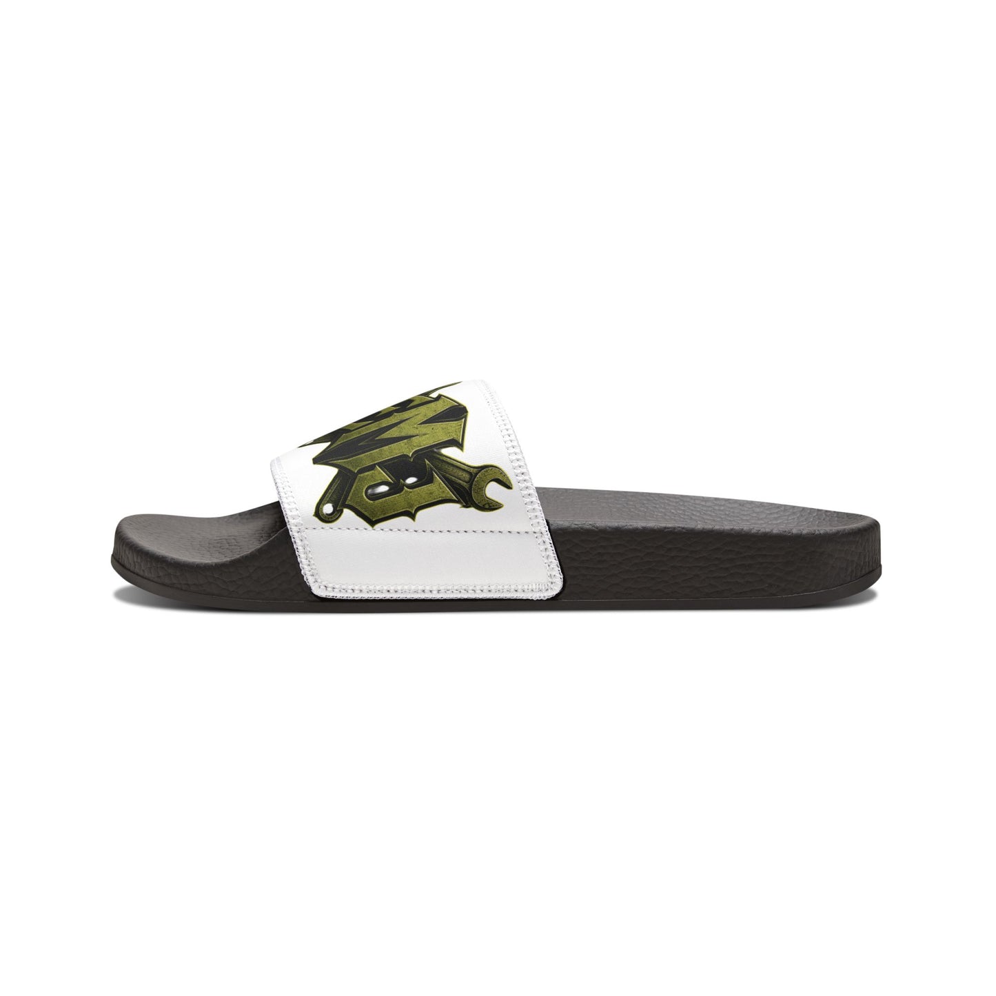 Men's Slide Sandals with Removable Strap — Vintage Military Crest Design
