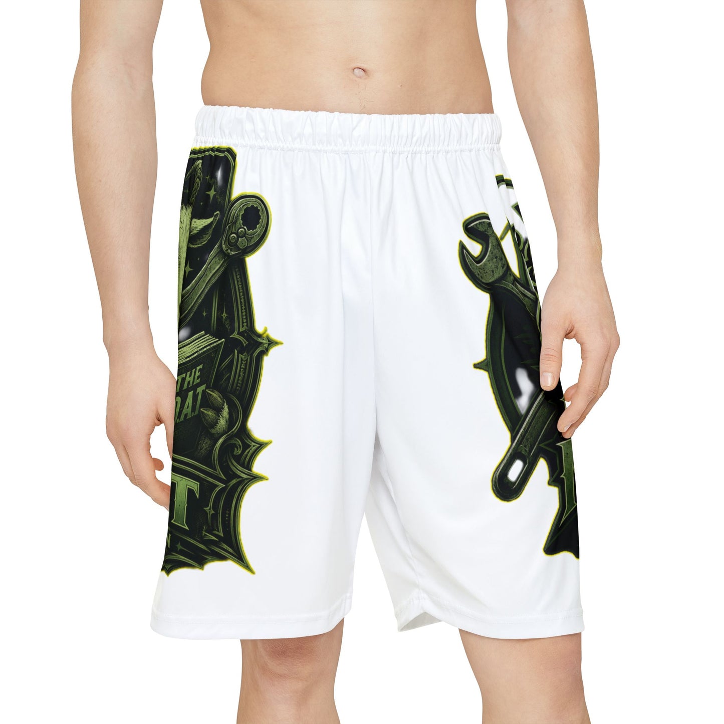 Mechanic Skull Emblem Sports Shorts | AOP Athletic Shorts