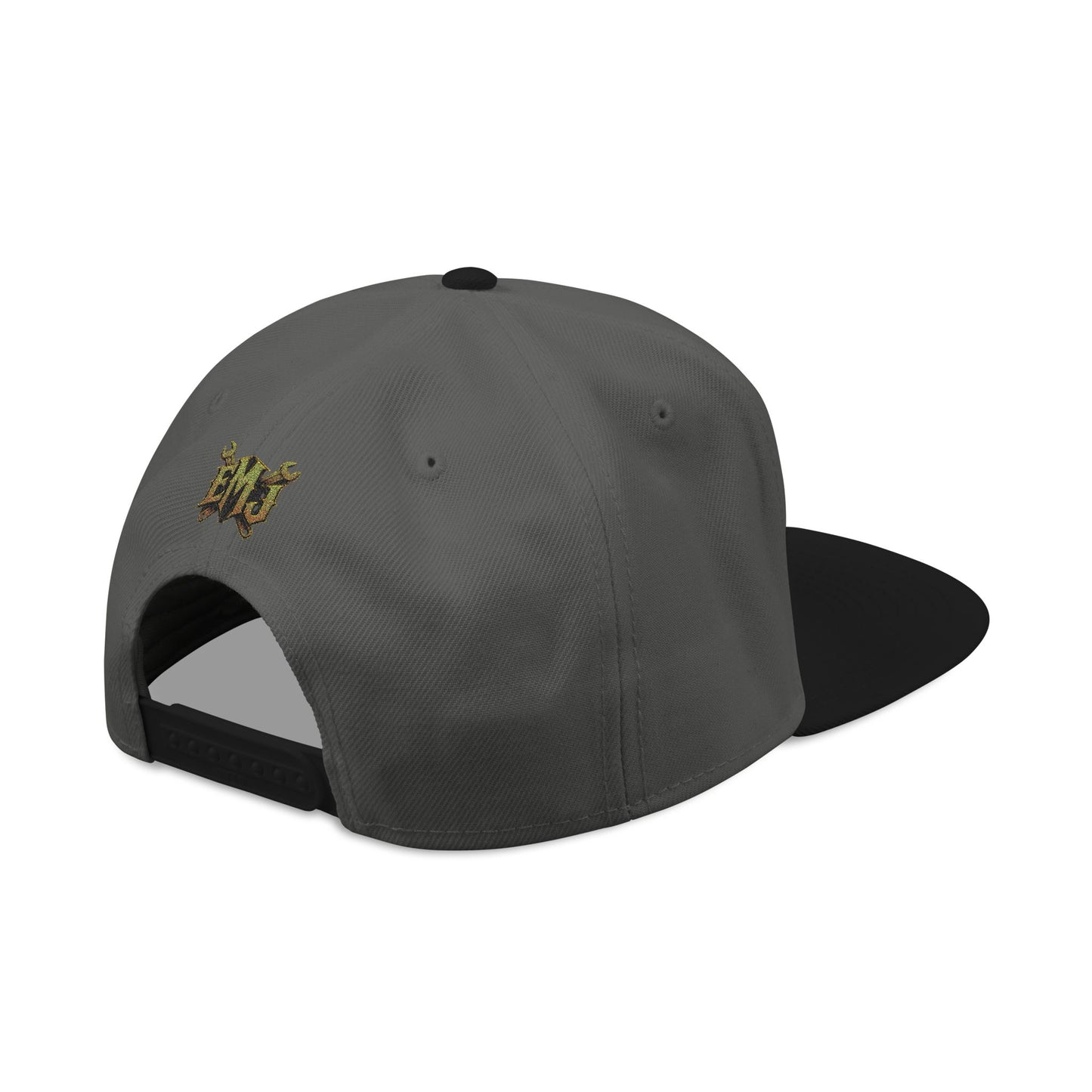 Snapback Hat — Embroidered Green Mosaic Skull Patch