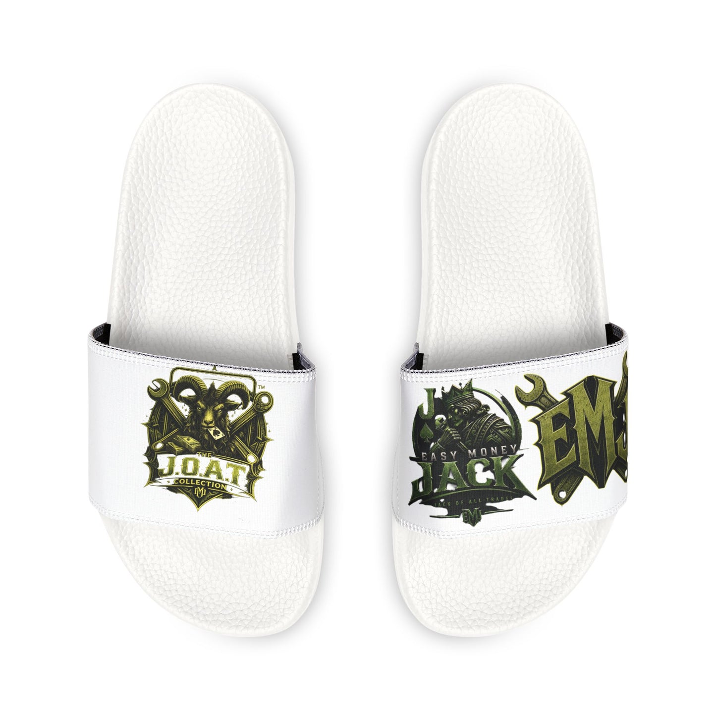 Men's Slide Sandals with Removable Strap — Vintage Military Crest Design