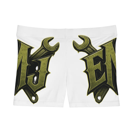 Mechanic Wrench Graphic Women's Shorts — Vintage Tool Logo Activewear